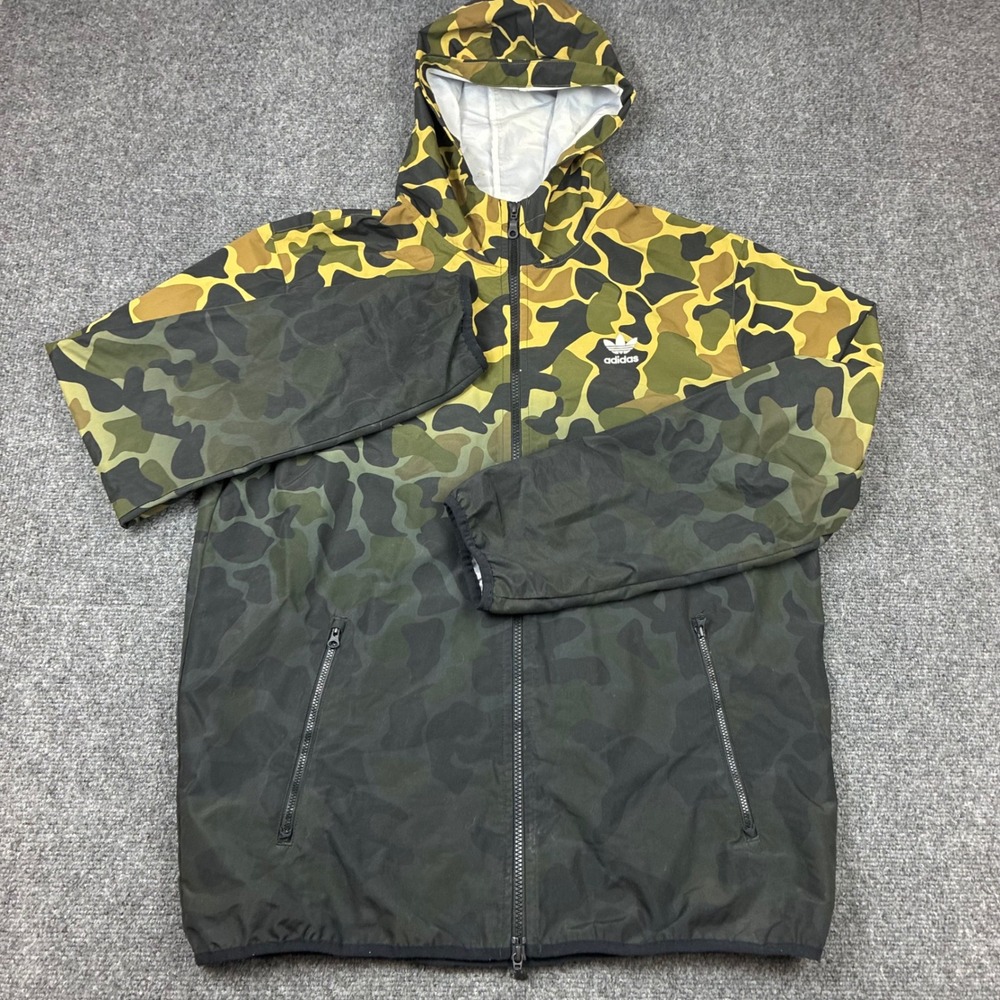 Adidas Originals Mens Size Large Camo Gradient Windbreaker Hooded Jacket Green